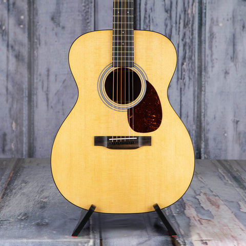 Martin OM-21 Acoustic Guitar, Natural, front closeup