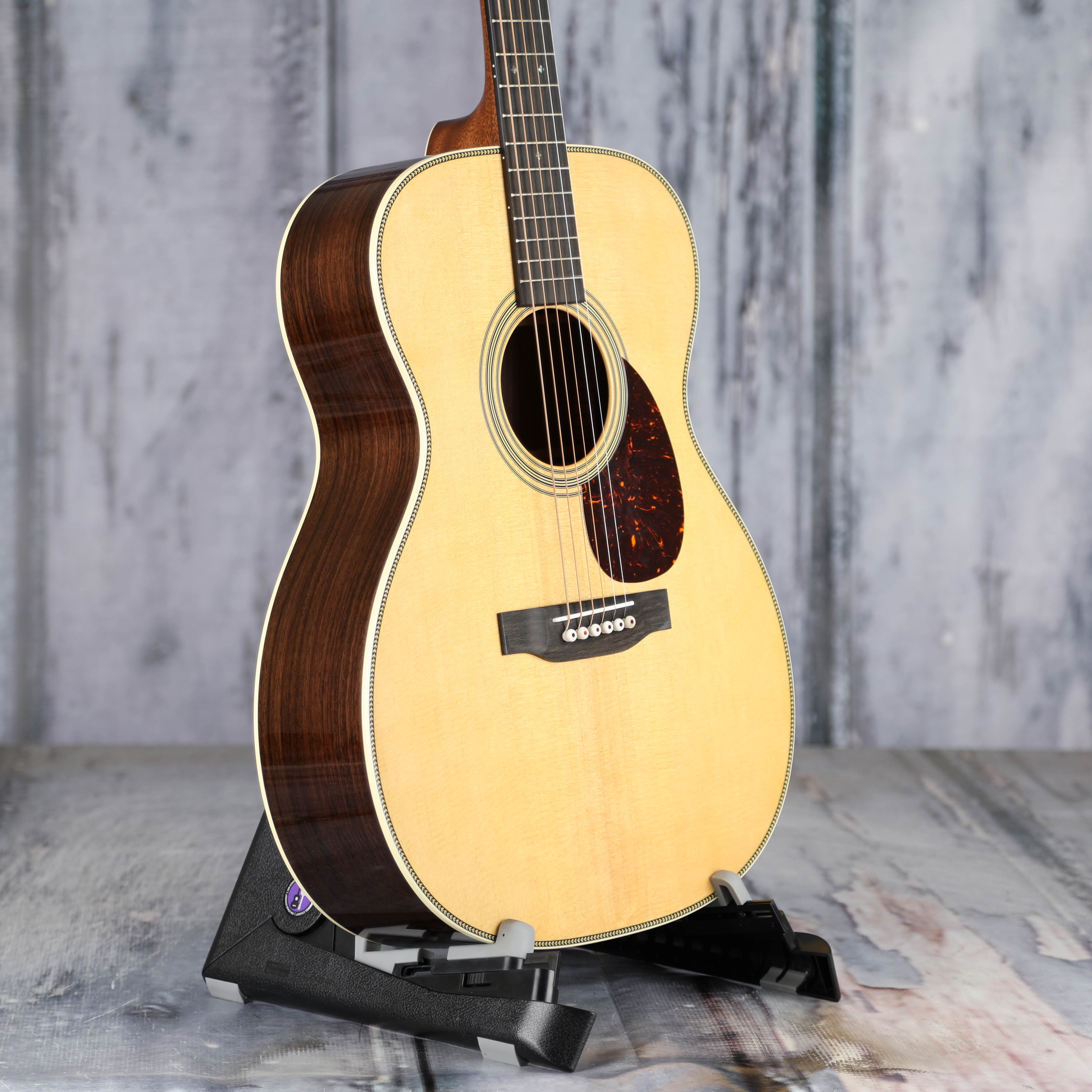 Martin OM-28 Acoustic Guitar, Natural, angle