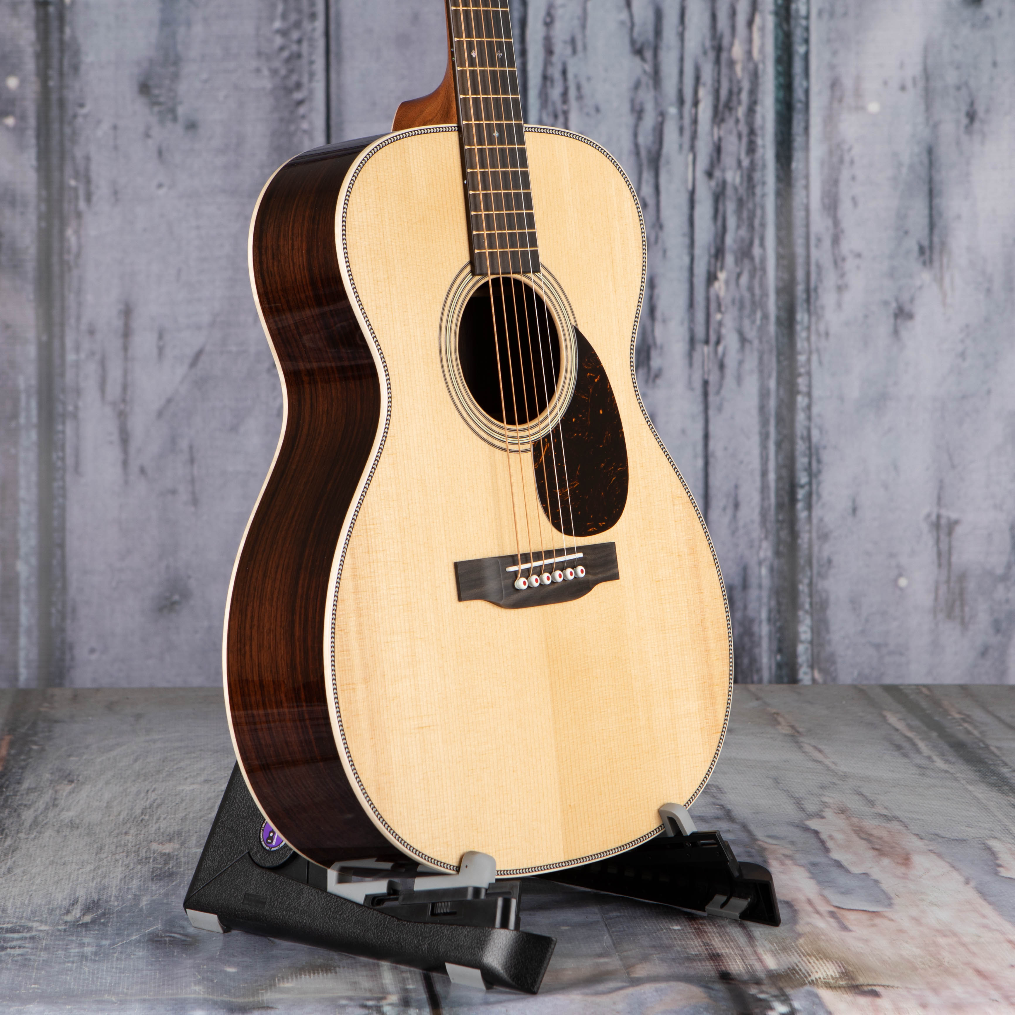 Martin OM-28 Modern Deluxe Acoustic Guitar, Natural, angle