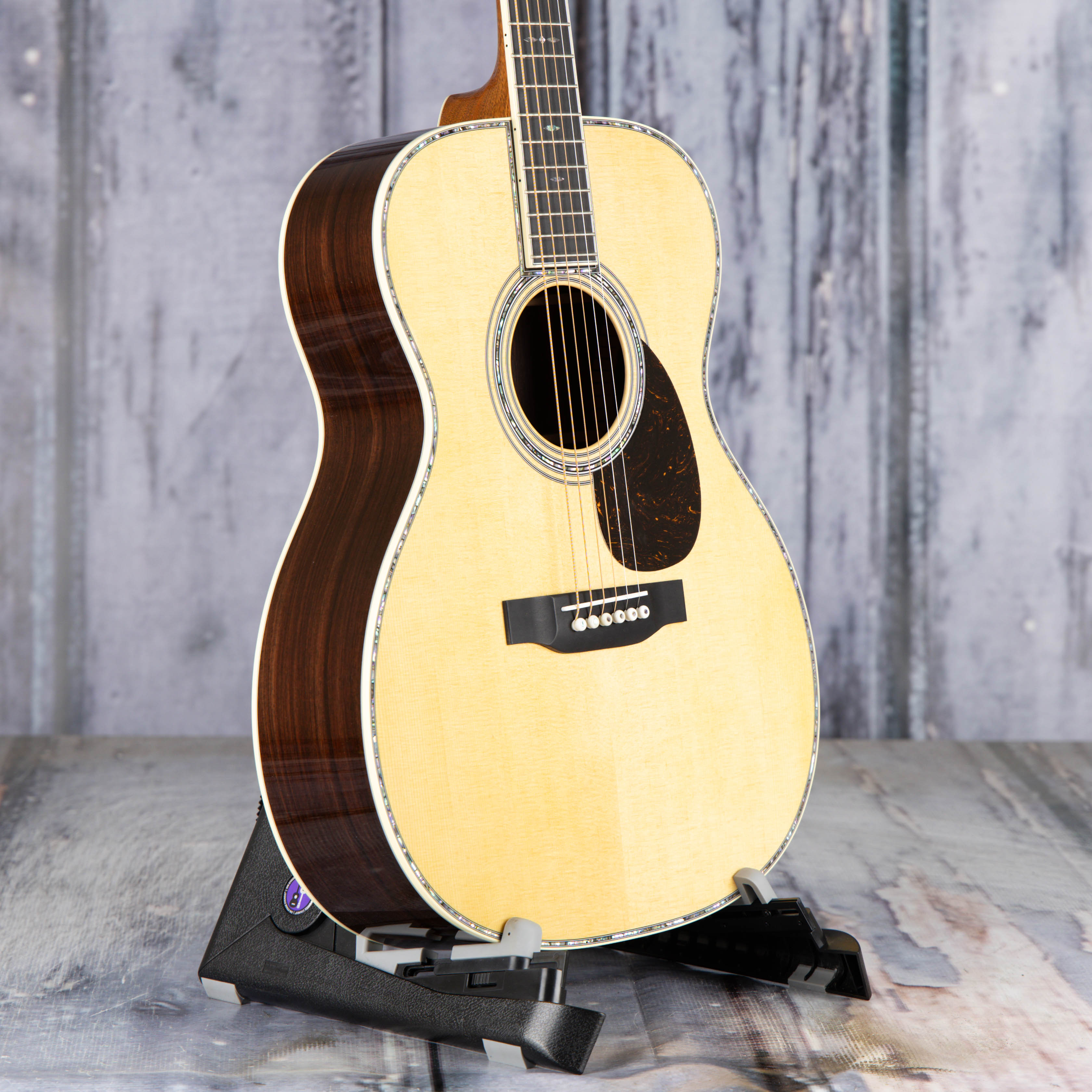 Martin OM-42 Acoustic Guitar, Natural, angle