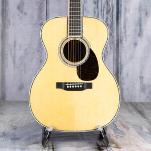 Martin OM-42 Acoustic Guitar, Natural, front closeup
