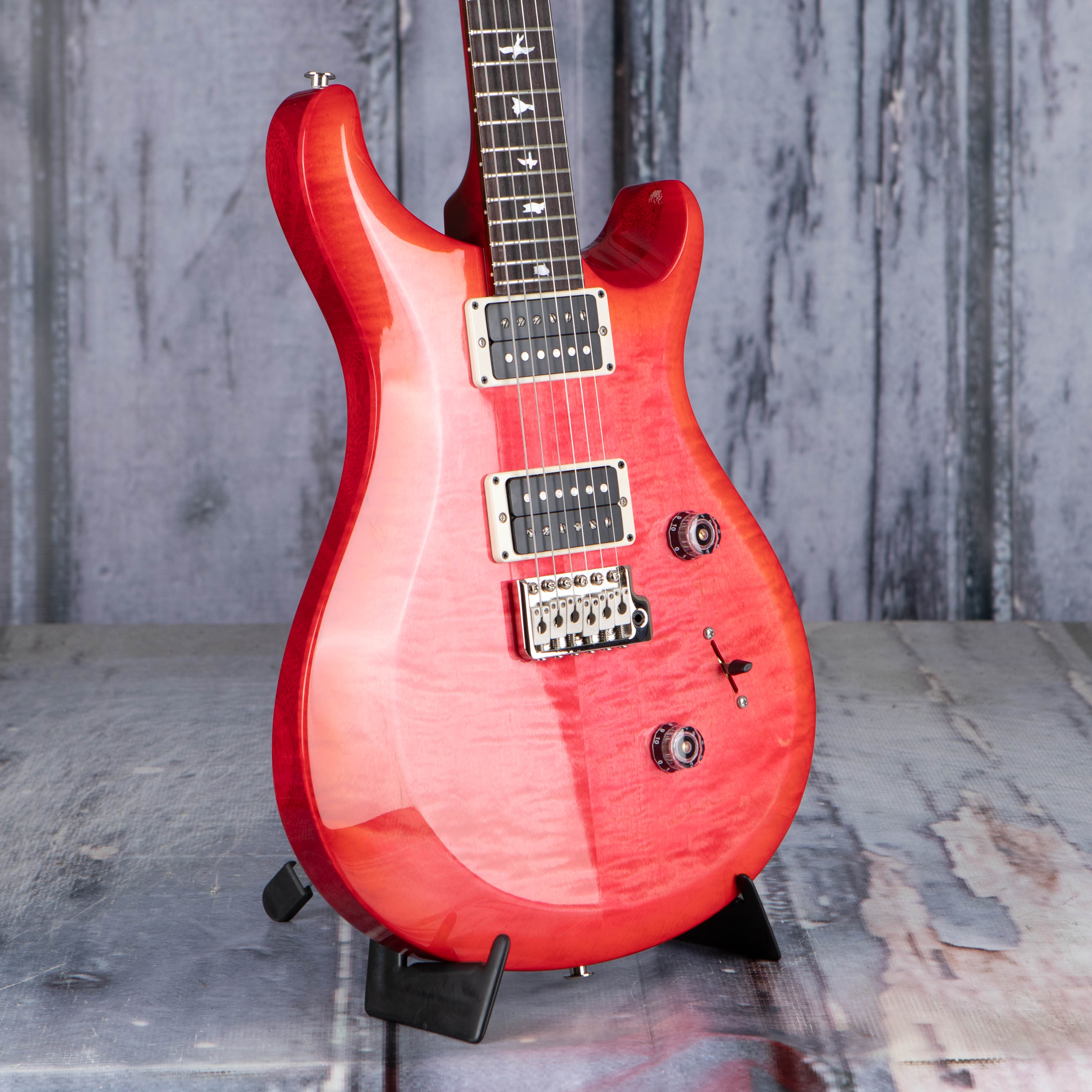 Paul Reed Smith S2 10th Anniversary Custom 24 Limited Edition Electric Guitar, Bonnie Pink Cherry Burst, angle