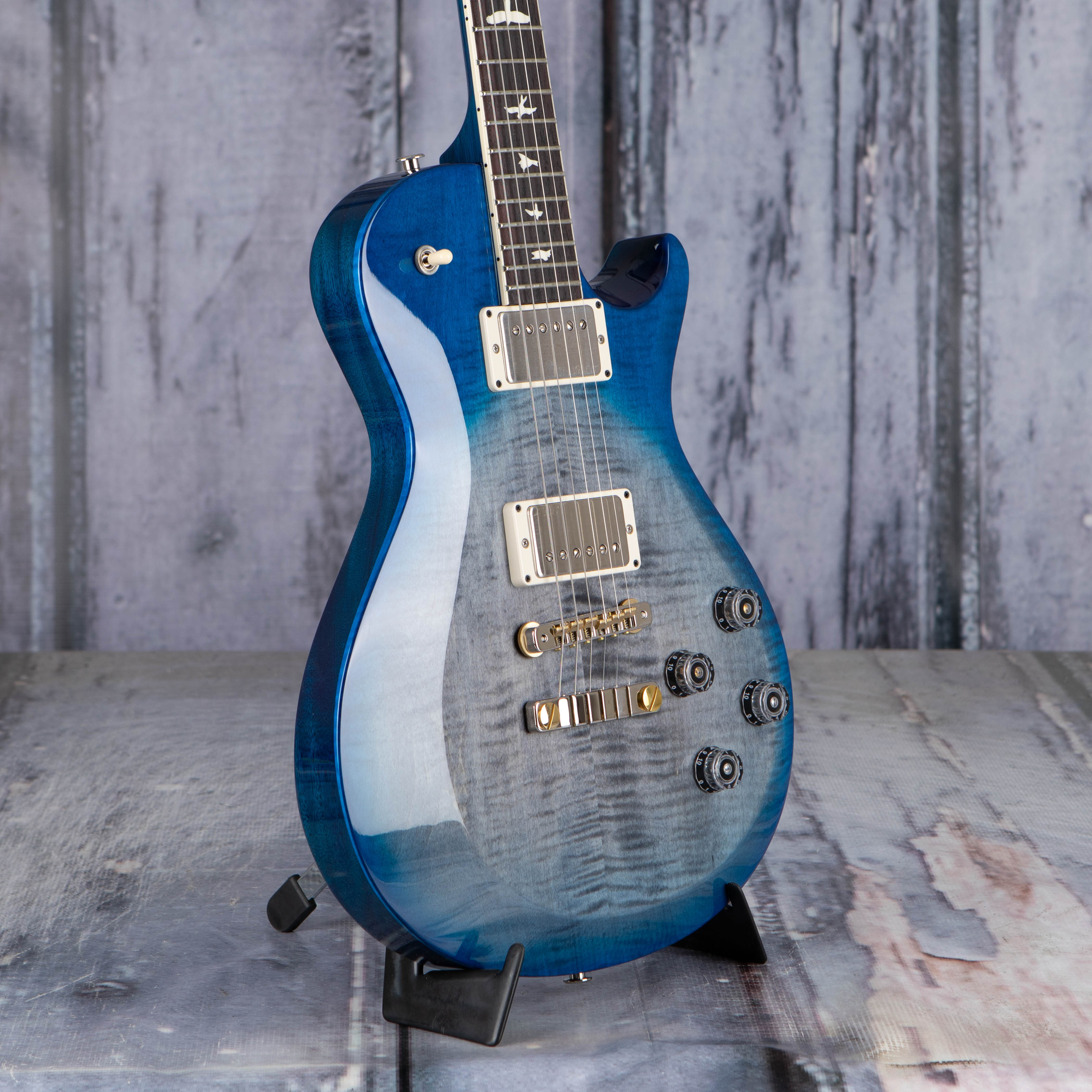 Paul Reed Smith S2 McCarty 594 Singlecut Electric Guitar, Faded Gray Black Blue Burst, angle