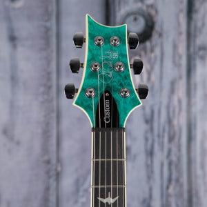 Paul Reed Smith SE Custom 24 Quilt Electric Guitar, Turquoise, front headstock