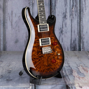 Paul Reed Smith SE Custom 24 Quilt Electric Guitar, Black Gold Sunburst, angle