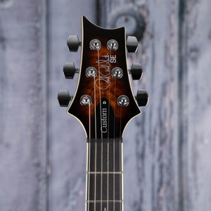 Paul Reed Smith SE Custom 24 Quilt Electric Guitar, Black Gold Sunburst, front headstock