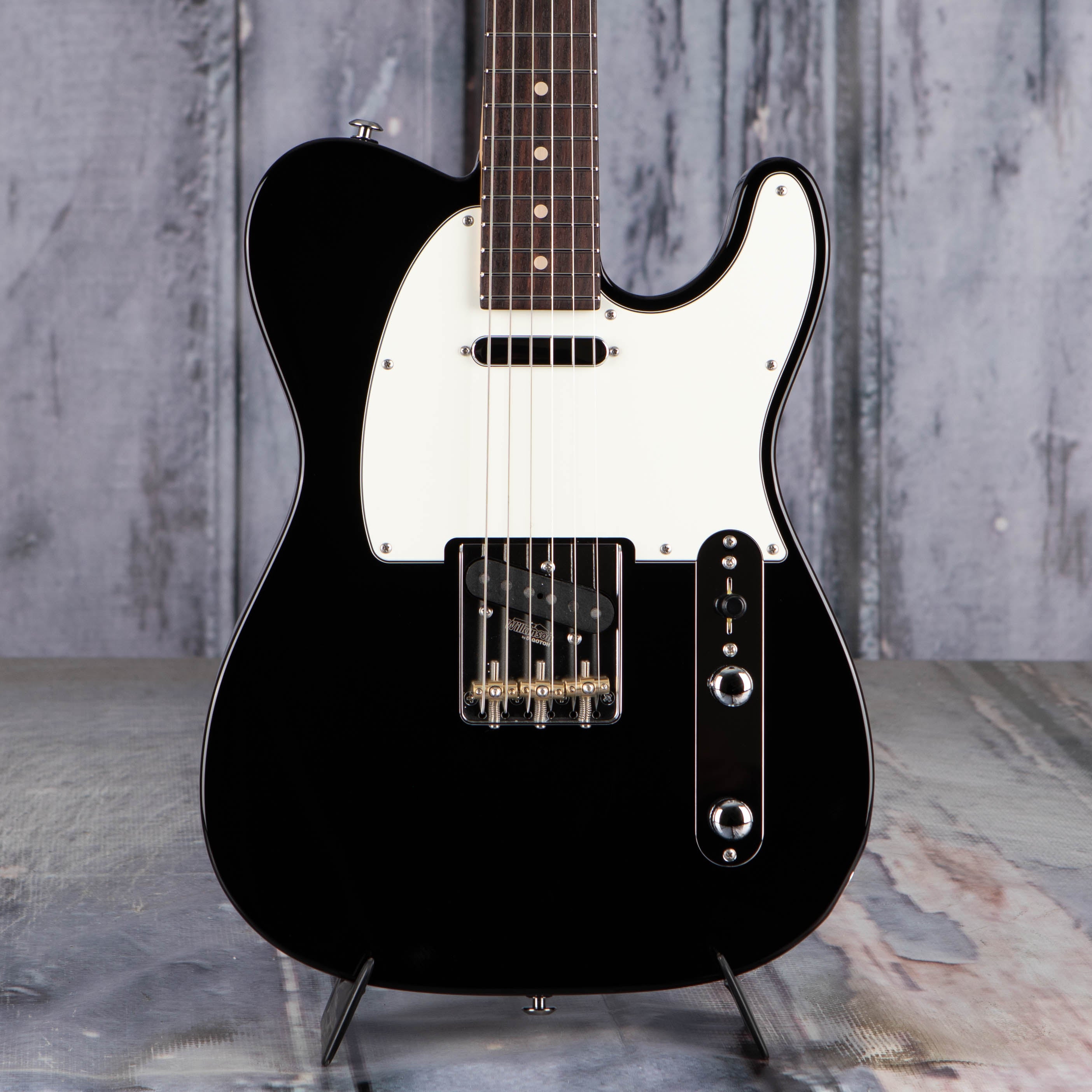 Suhr Classic T Electric Guitar, Black, front closeup