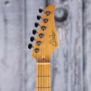 Suhr Standard Plus Electric Guitar, HSS, Trans Honey Amber Burst, front headstock