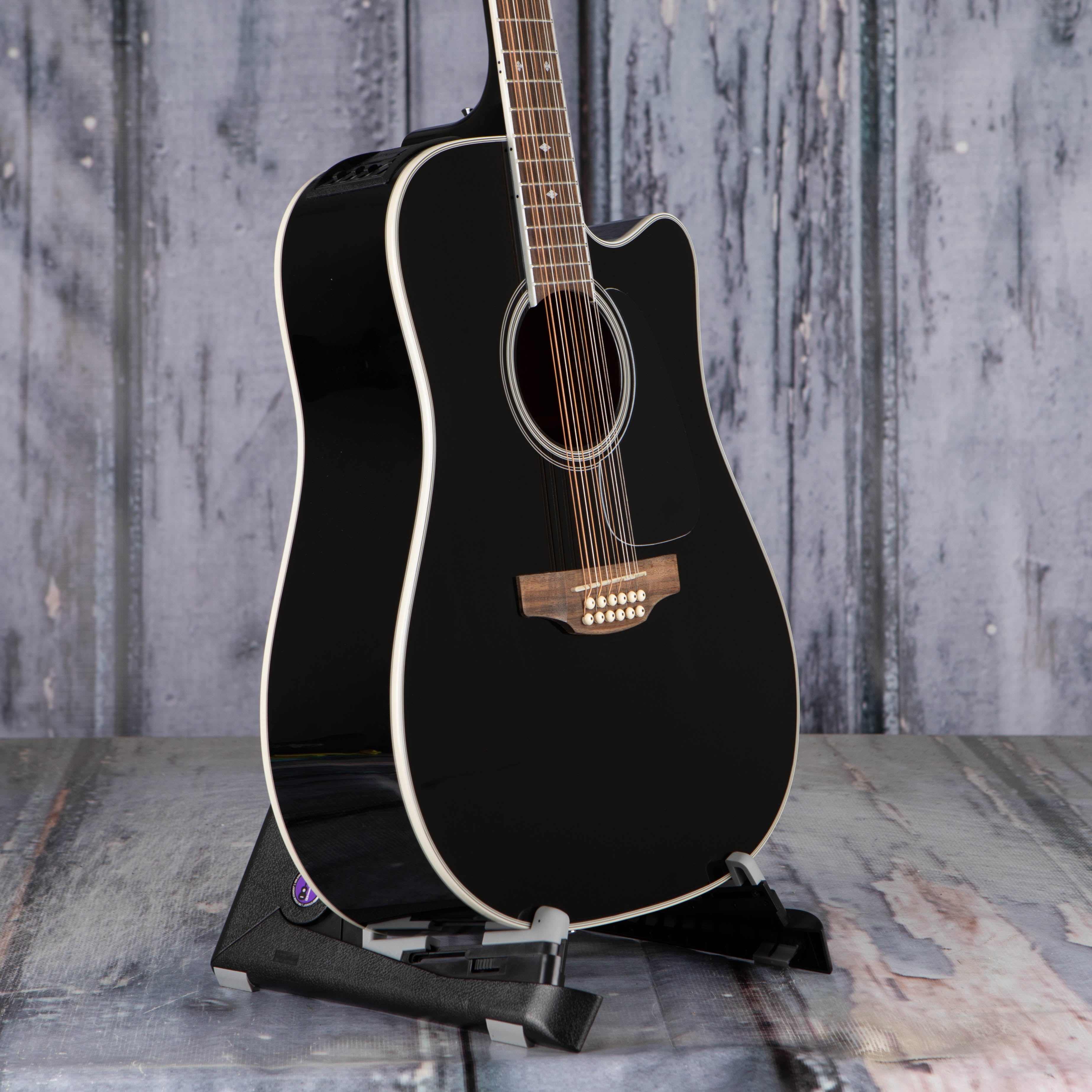 Takamine GD38CE 12-String Acoustic/Electric Guitar, Gloss Black, angle