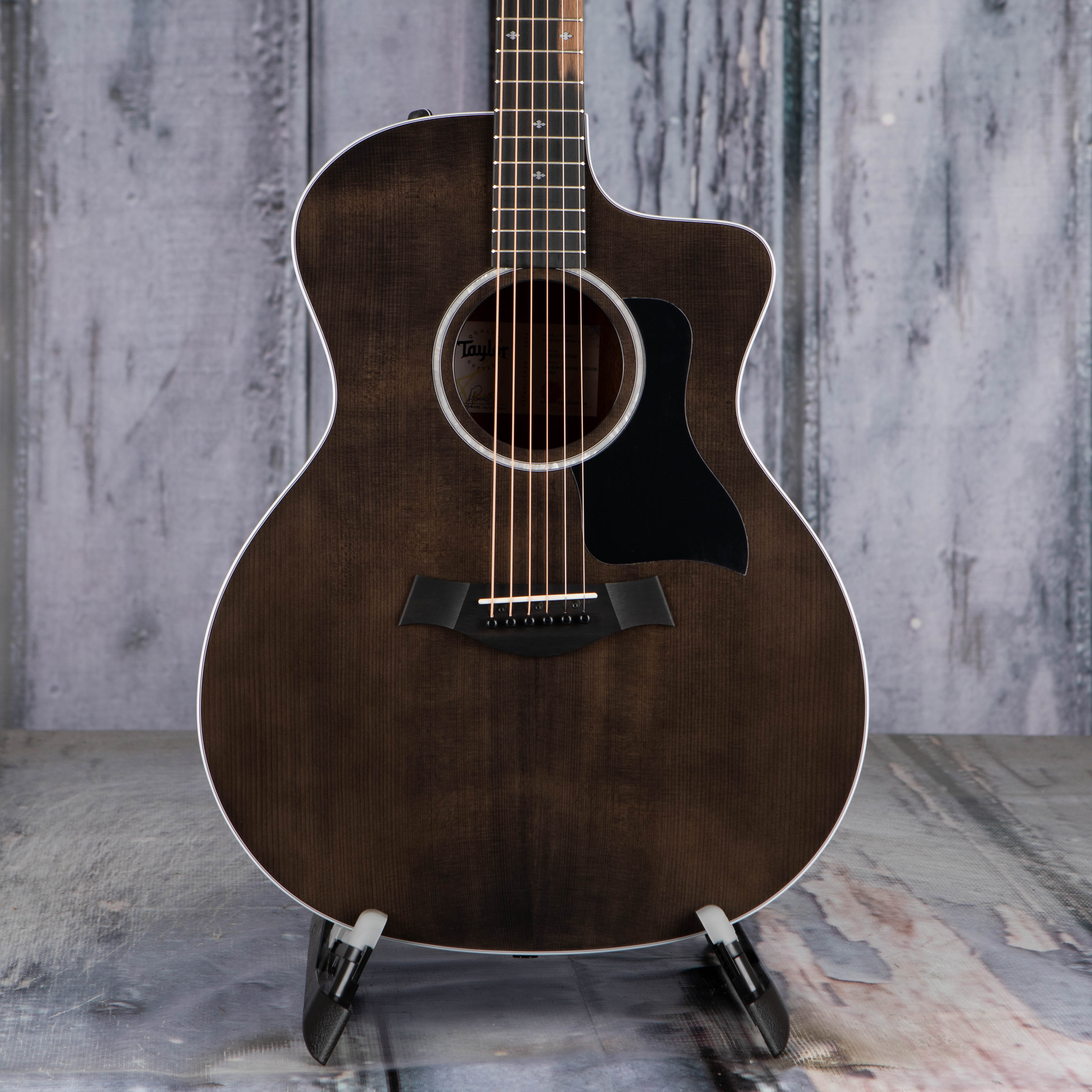 Taylor 214ce Plus Special Edition Acoustic/Electric Guitar, Trans Grey, front closeup