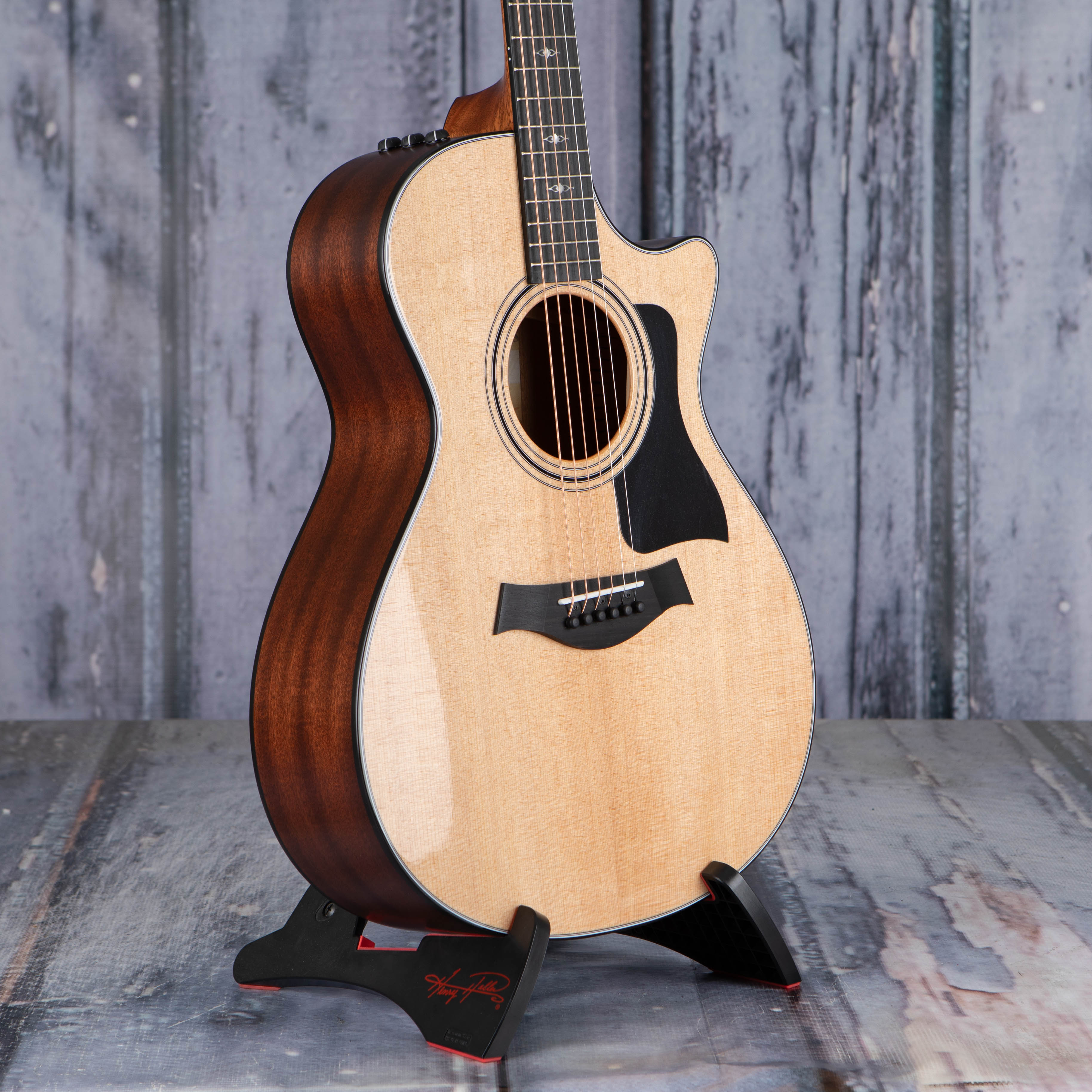 Taylor 312ce Grand Concert Acoustic/Electric Guitar, Natural, angle