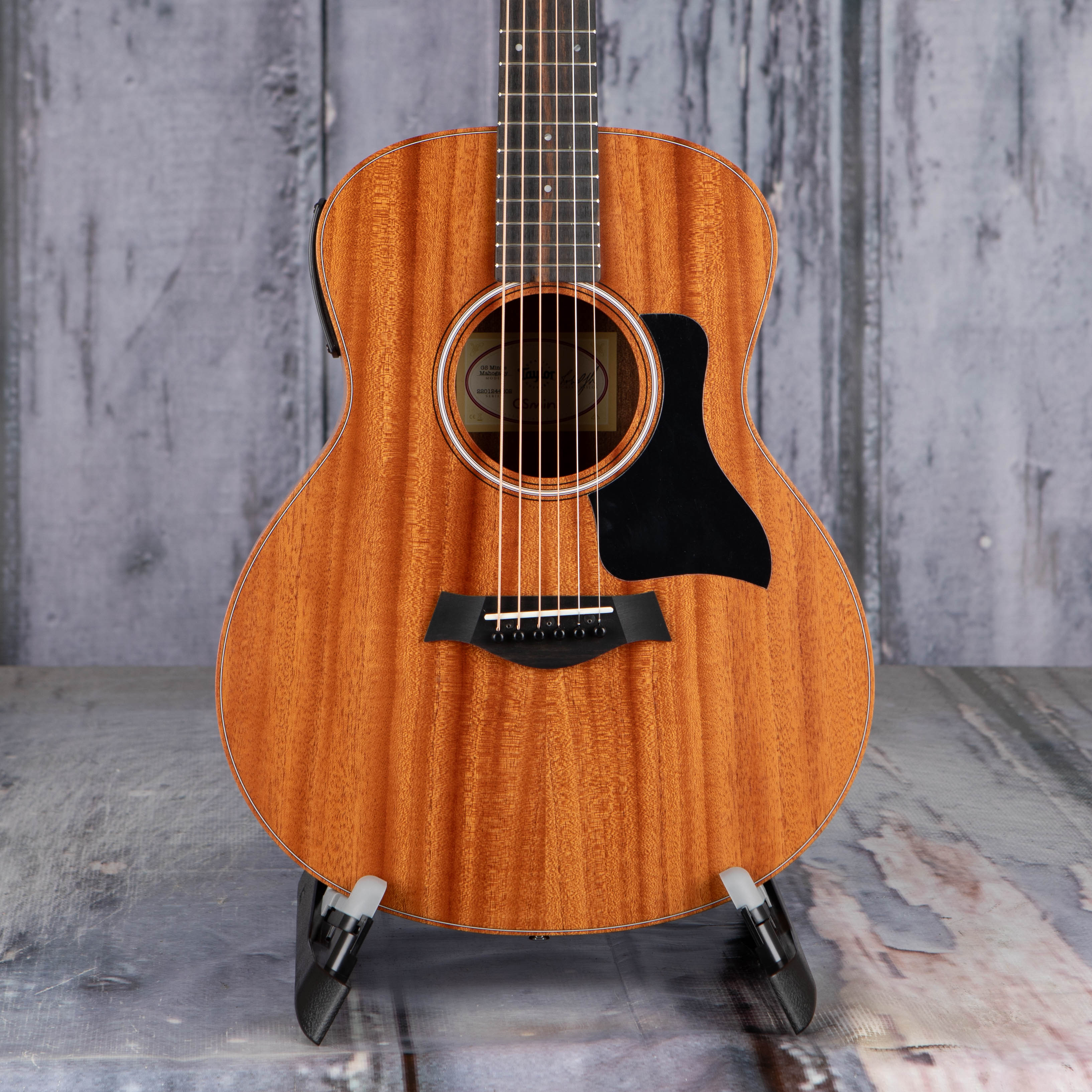 Taylor GS Mini-e Mahogany Acoustic/Electric Guitar, Natural, front closeup