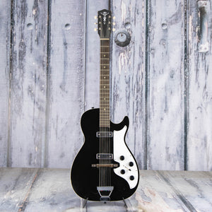Used Airline Harmony Stratotone Electric Guitar, Black, front