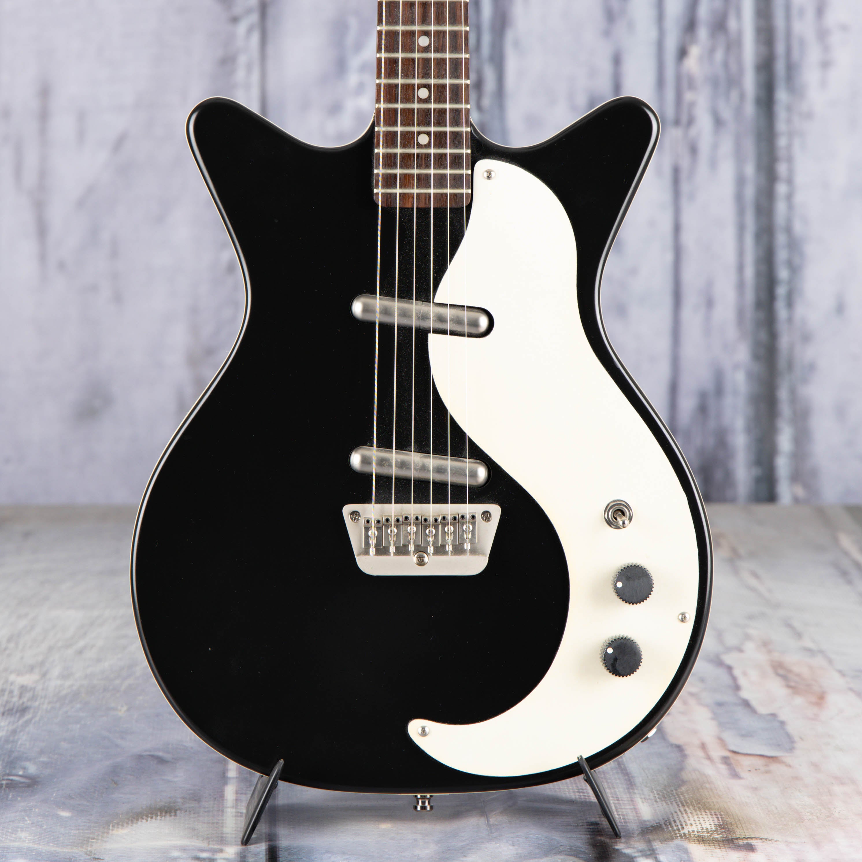 Used Danelectro DC Electric Guitar, 2001, Ebony, front closeup