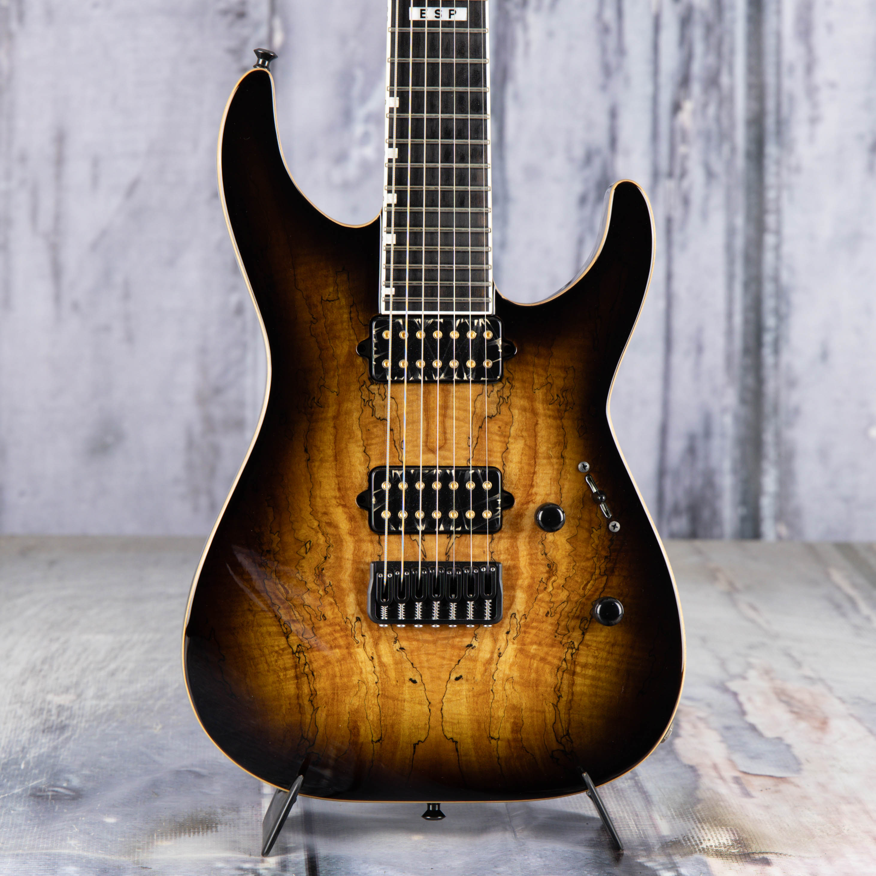 Used ESP E-II NT7 Electric Guitar, Brown Burst, front closeup