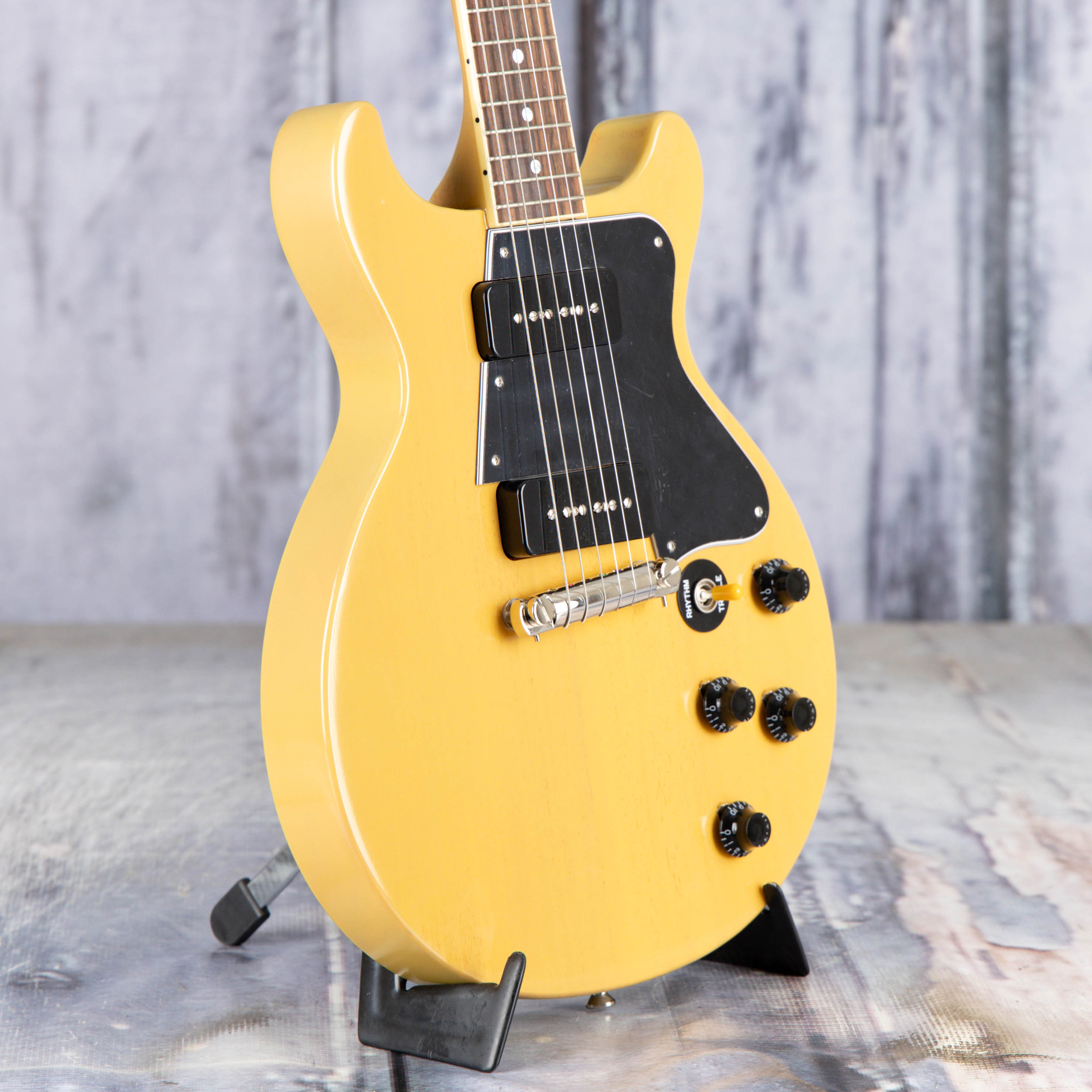 Used Epiphone Inspired By Gibson Custom 1960 Les Paul Special Double Cut Reissue Electric Guitar, TV Yellow, angle