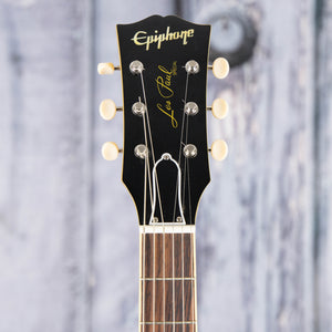 Used Epiphone Inspired By Gibson Custom 1960 Les Paul Special Double Cut Reissue Electric Guitar, TV Yellow, front headstock