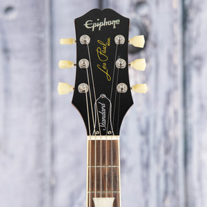 Used Epiphone Les Paul Standard Electric Guitar, Gold Top, front headstock
