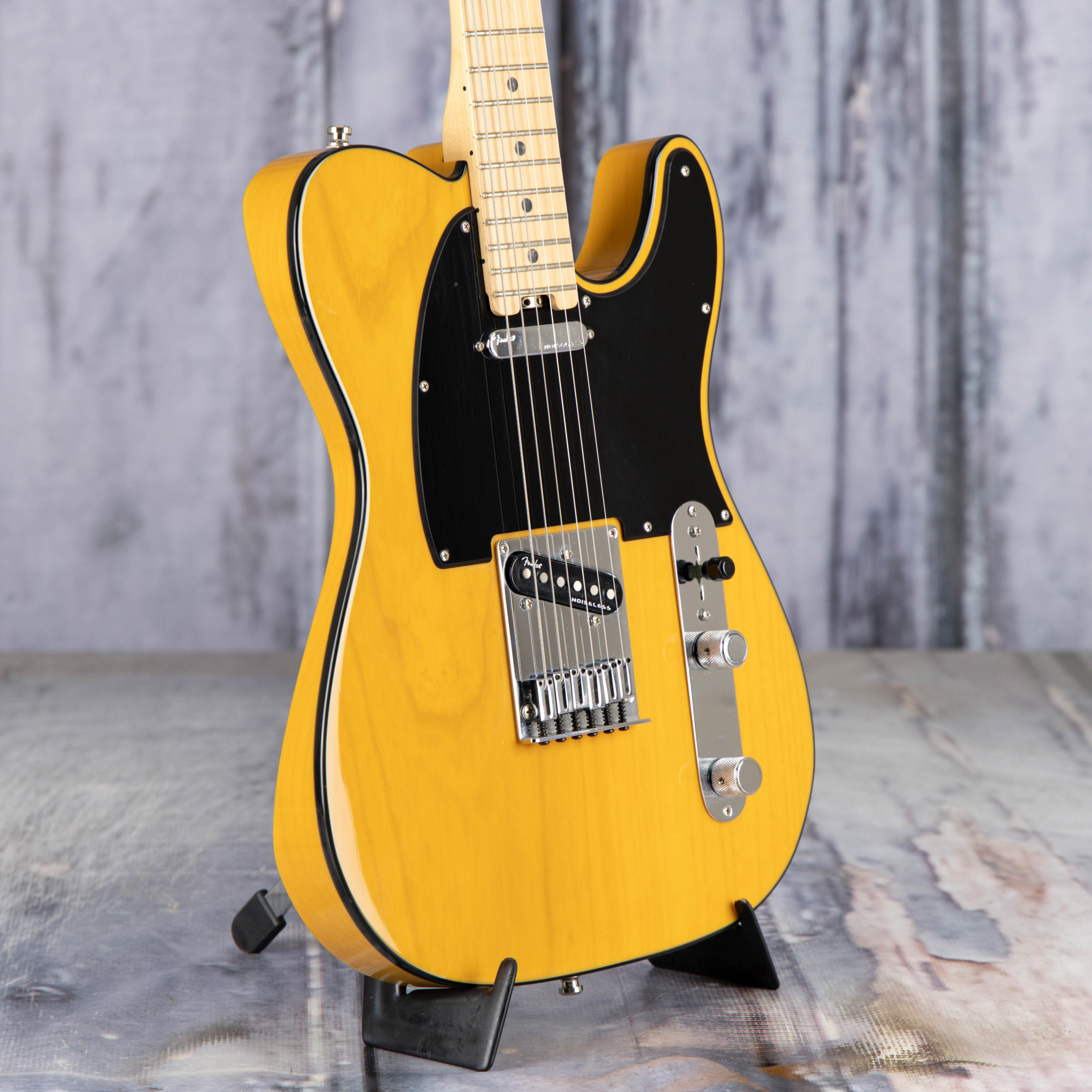 Used Fender American Elite Telecaster Electric Guitar, 2019, Butterscotch Blonde, angle