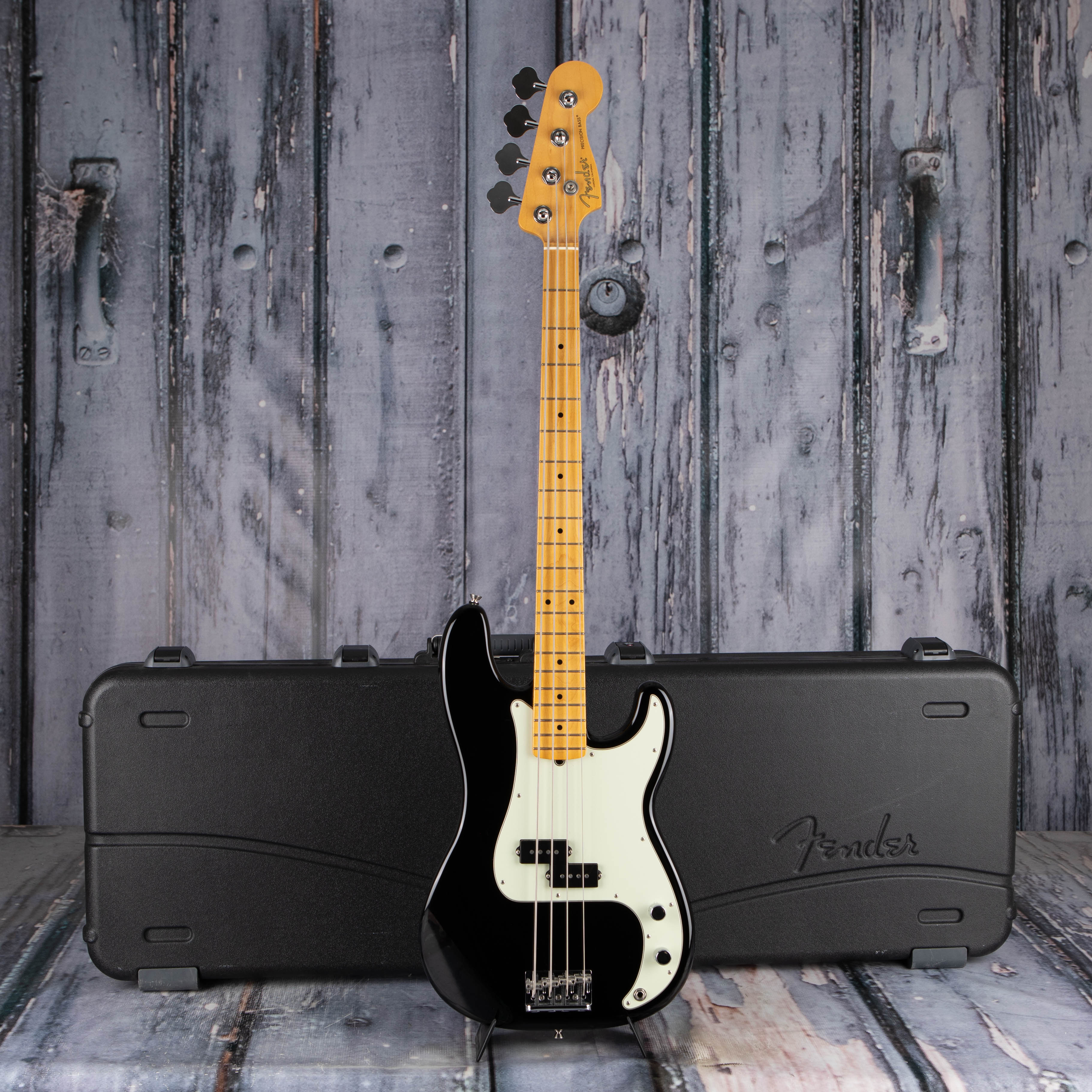 Used Fender American Professional II Precision Bass Guitar, 2021, Black, case