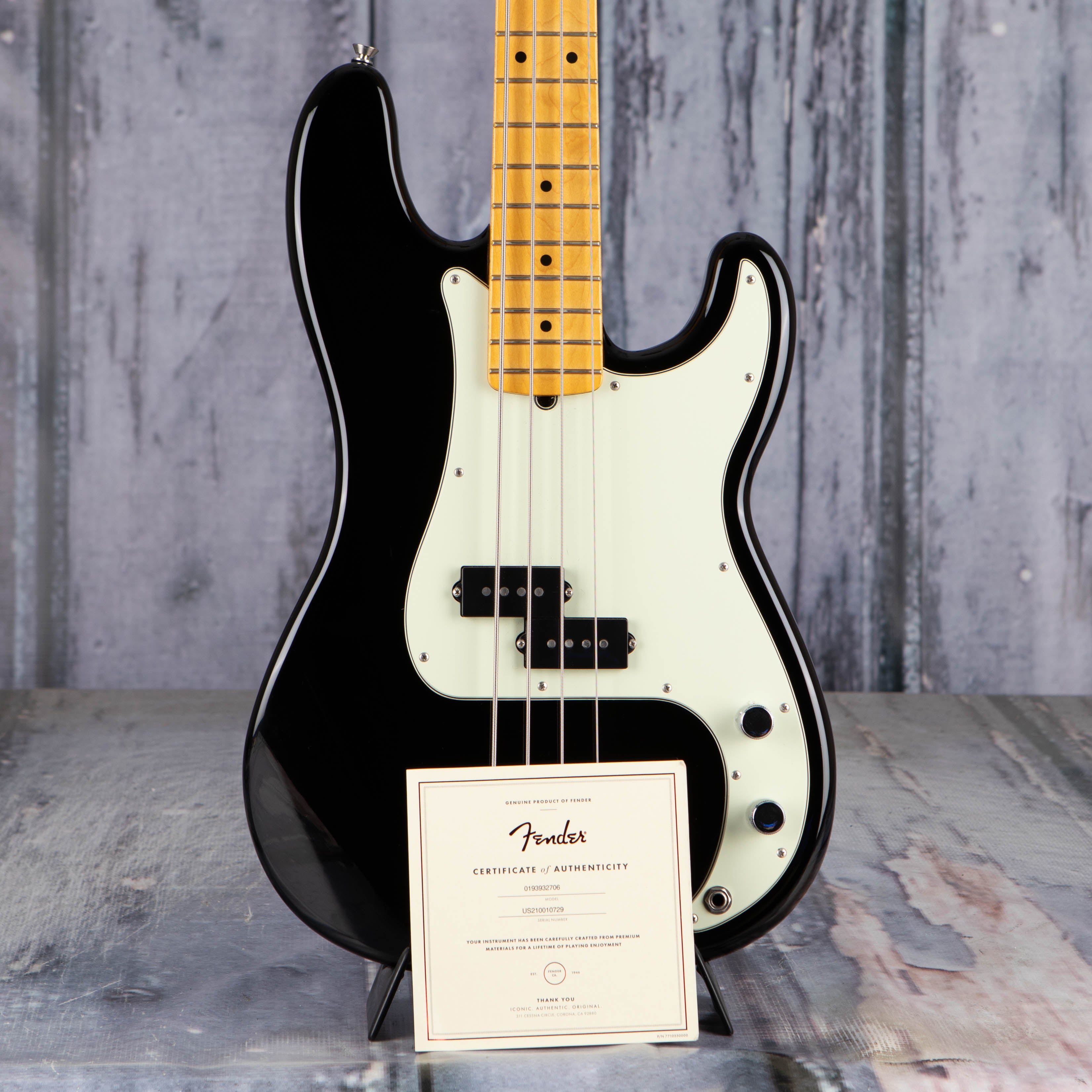 Used Fender American Professional II Precision Bass Guitar, 2021, Black, coa