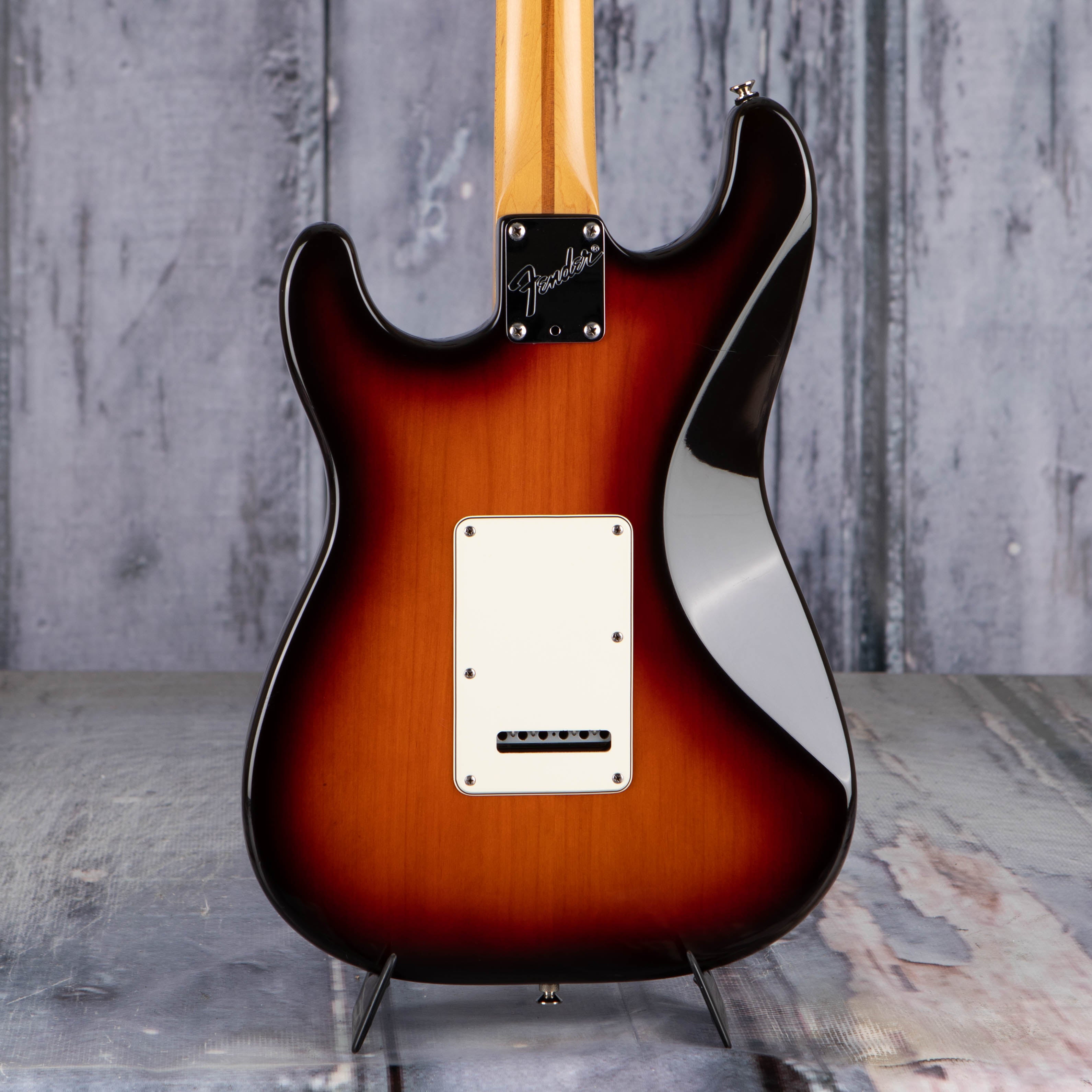 Used Fender American Standard Stratocaster Electric Guitar, 1996, 3-Color Sunburst, back closeup