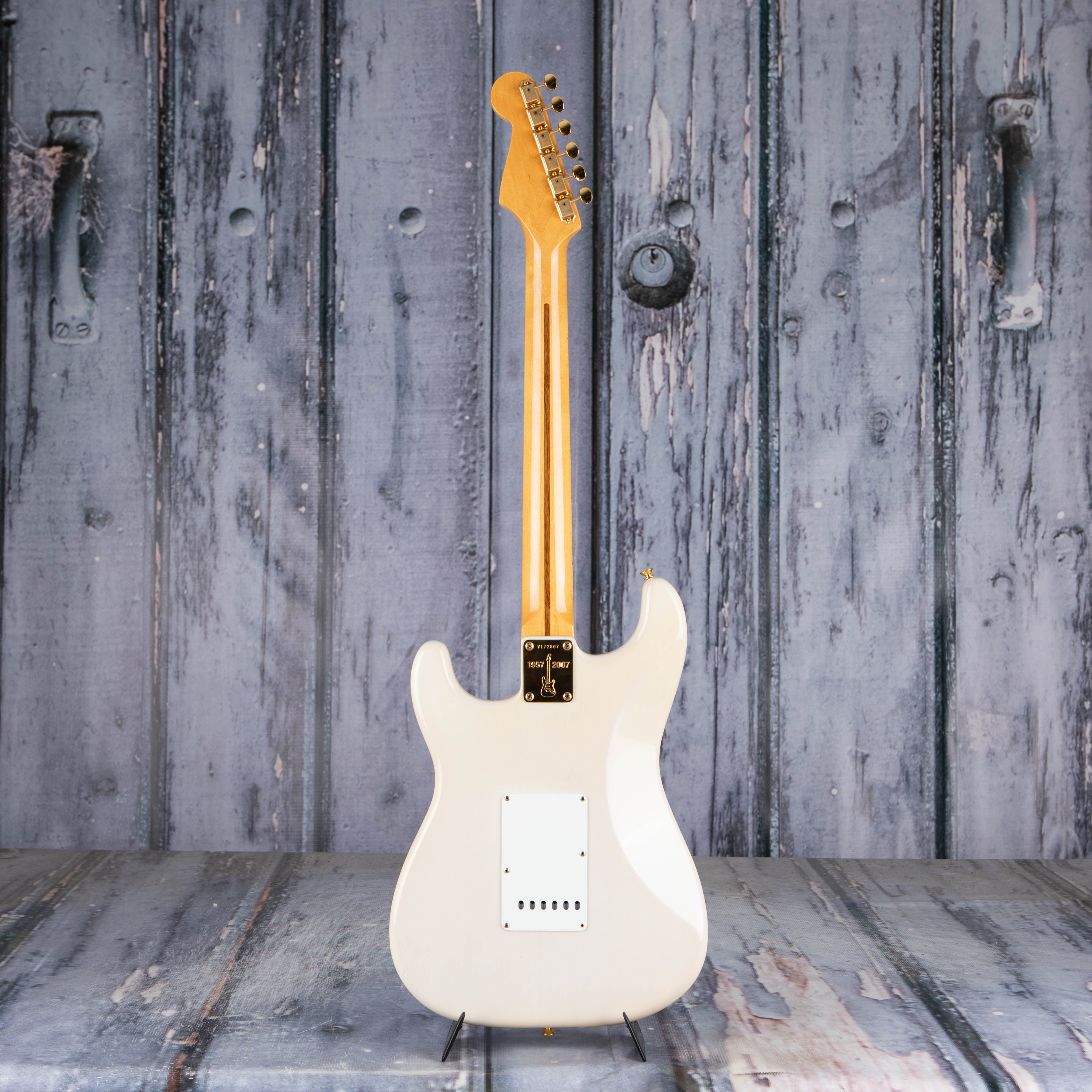 Used Fender American Vintage 1957 Commemorative Stratocaster Electric Guitar, 2007, White Blonde, back