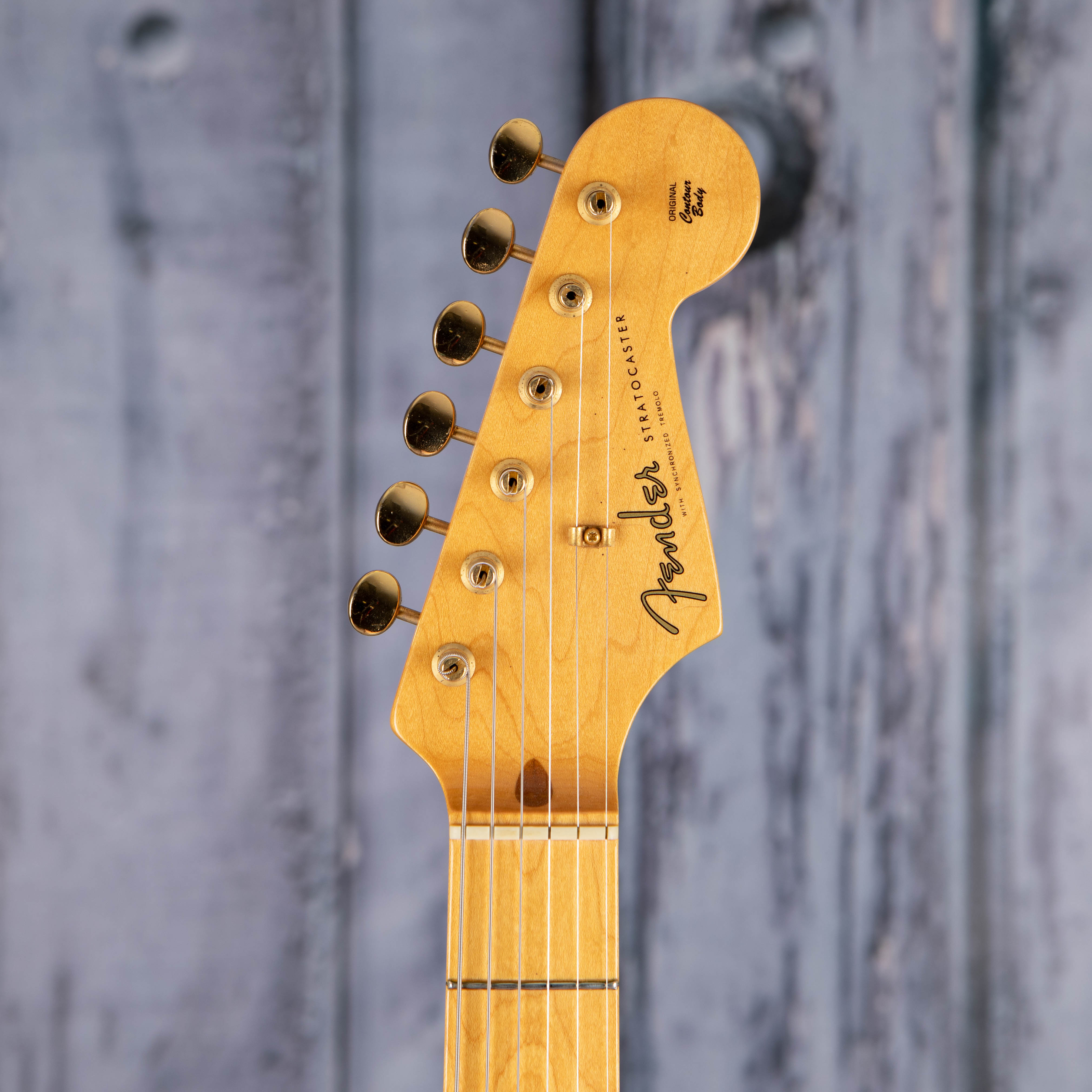 Used Fender American Vintage 1957 Commemorative Stratocaster Electric Guitar, 2007, White Blonde, front headstock