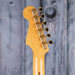 Used Fender American Vintage 1957 Commemorative Stratocaster Electric Guitar, 2007, White Blonde, back headstock