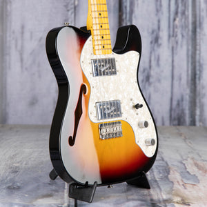 Used Fender American Vintage II 1972 Telecaster Thinline Semi-Hollowbody Guitar, 2022, 3-Tone Sunburst, angle