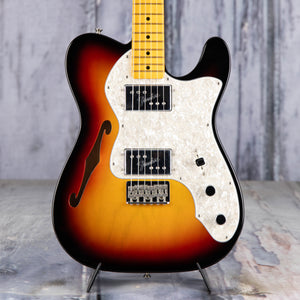 Used Fender American Vintage II 1972 Telecaster Thinline Semi-Hollowbody Guitar, 2022, 3-Tone Sunburst, front closeup