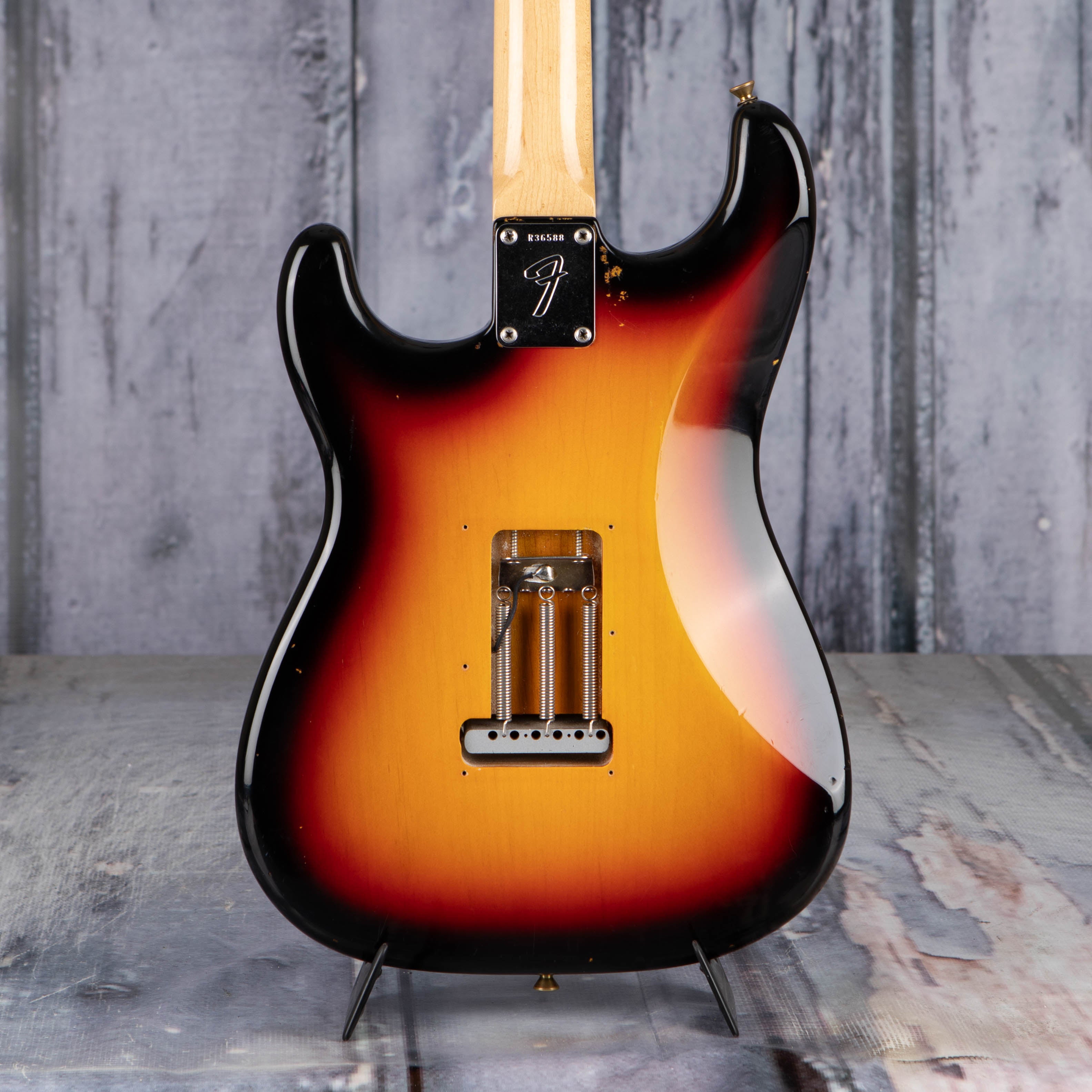 Used Fender Custom Shop 1969 Stratocaster Closet Classic Electric Guitar, 2008, 3-Color Sunburst, back closeup