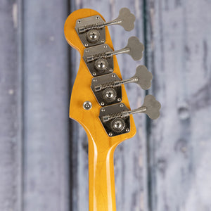 Used Fender American Vintage 1962 Jazz Bass Guitar, 1994, 3-Tone Sunburst, back headstock