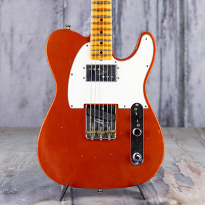 Used Fender Custom Shop Postmodern Telecaster Journeyman Relic Electric Guitar, 2024, Faded Aged Candy Tangerine, front closeup