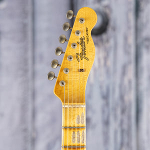 Used Fender Custom Shop Postmodern Telecaster Journeyman Relic Electric Guitar, 2024, Faded Aged Candy Tangerine, front headstock