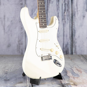 Used Fender Jeff Beck Stratocaster Electric Guitar, 2024, Olympic White, angle