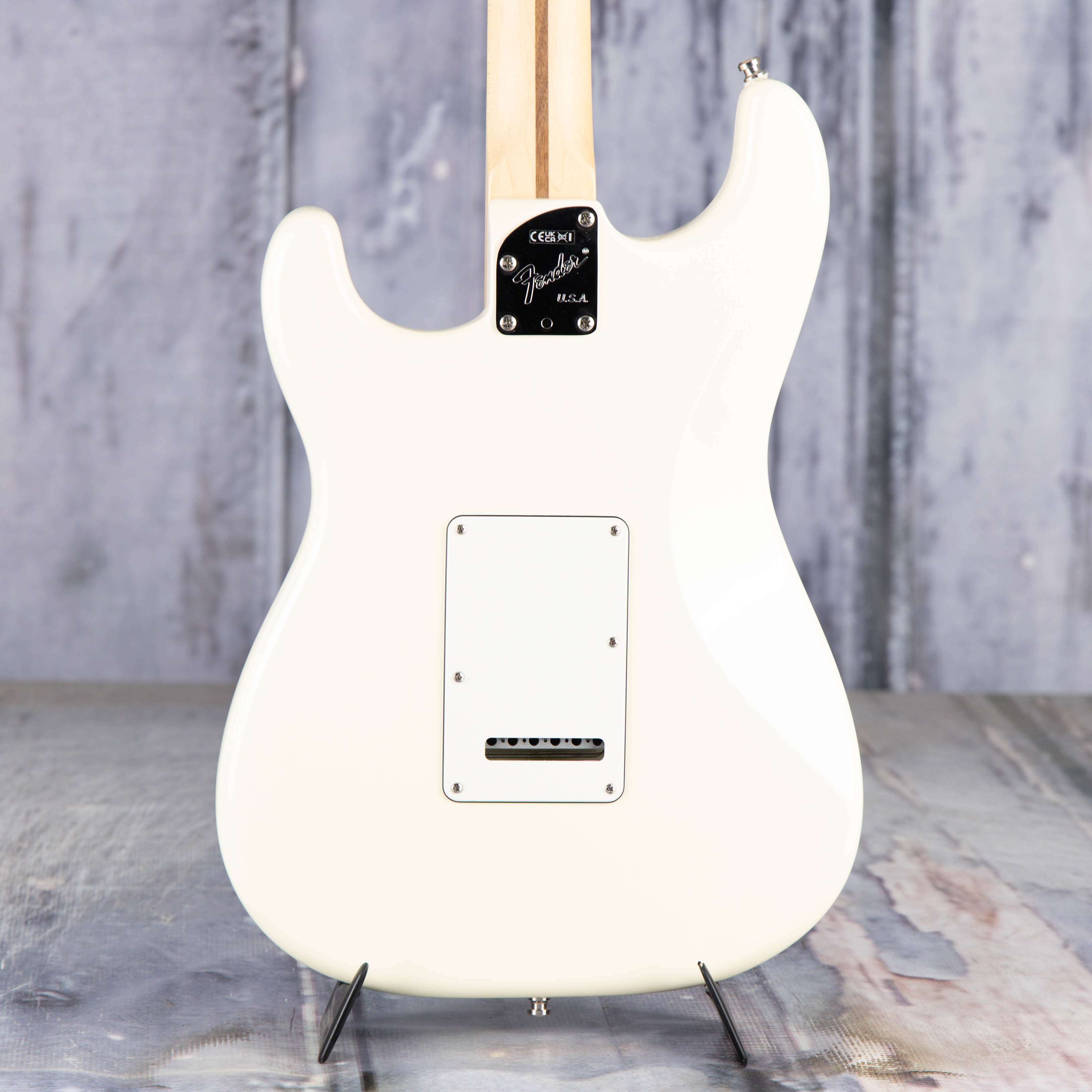 Used Fender Jeff Beck Stratocaster Electric Guitar, 2024, Olympic White, back closeup