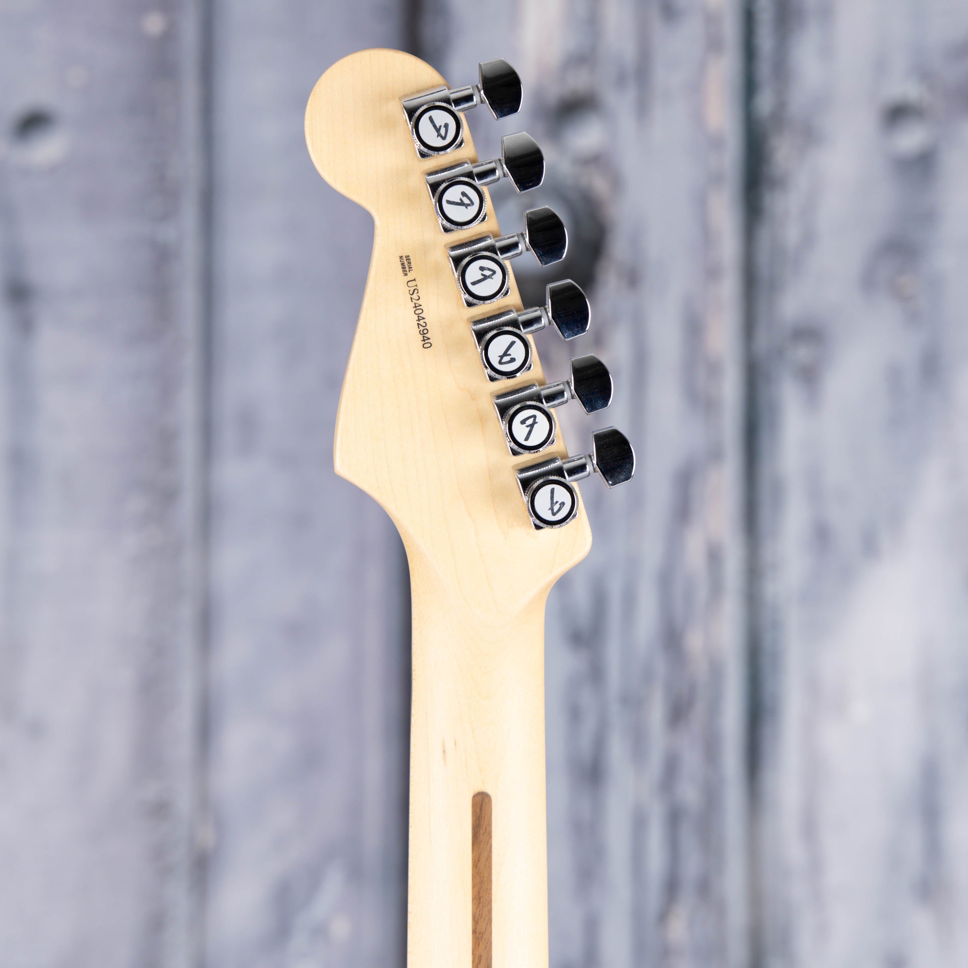 Used Fender Jeff Beck Stratocaster Electric Guitar, 2024, Olympic White, back headstock