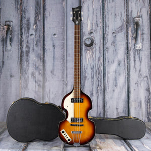 Used Höfner Hi-Series Left-Handed Violin Bass Guitar, Vintage Sunburst, case