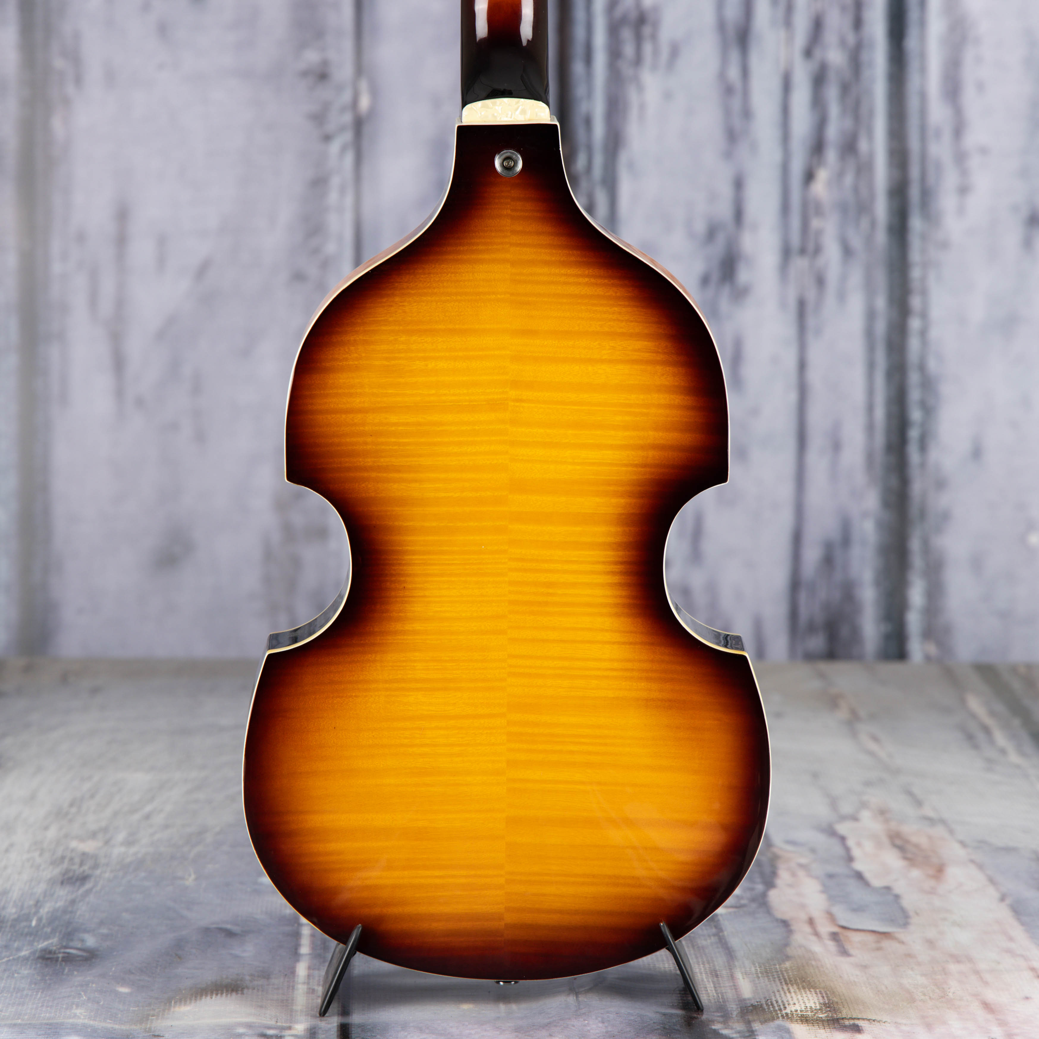 Used Höfner Hi-Series Left-Handed Violin Bass Guitar, Vintage Sunburst, back closeup