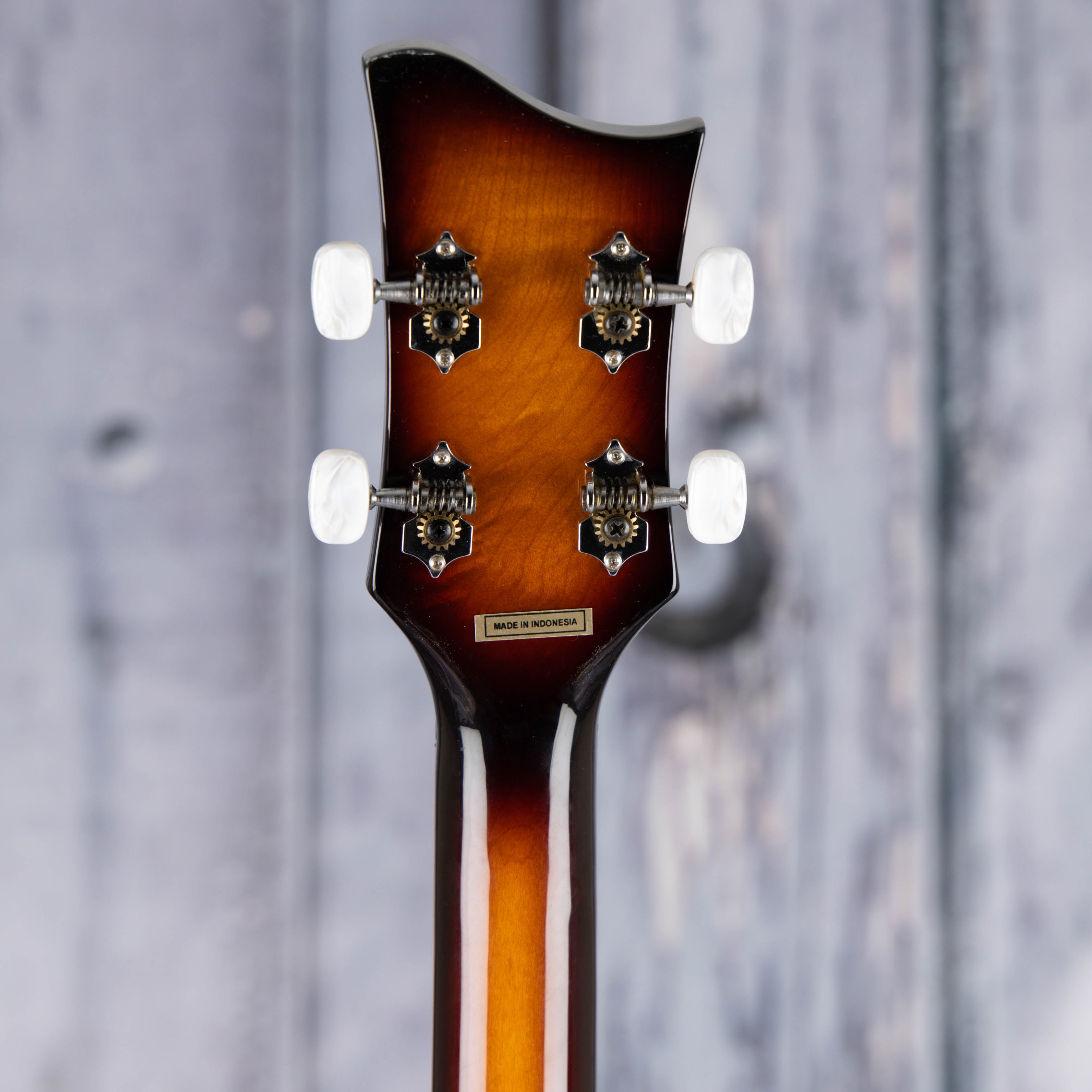 Used Höfner Hi-Series Left-Handed Violin Bass Guitar, Vintage Sunburst, back headstock