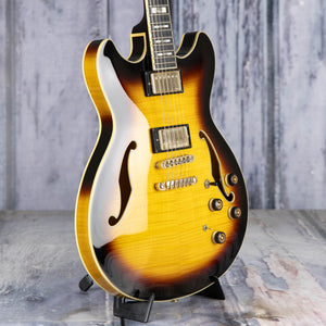 Used Ibanez Artstar AS153 Semi-Hollowbody Guitar, Antique Yellow Sunburst, angle