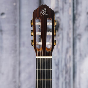 Used Ortega Custom Master M5CS Classical Guitar, 2022, Natural, front headstock