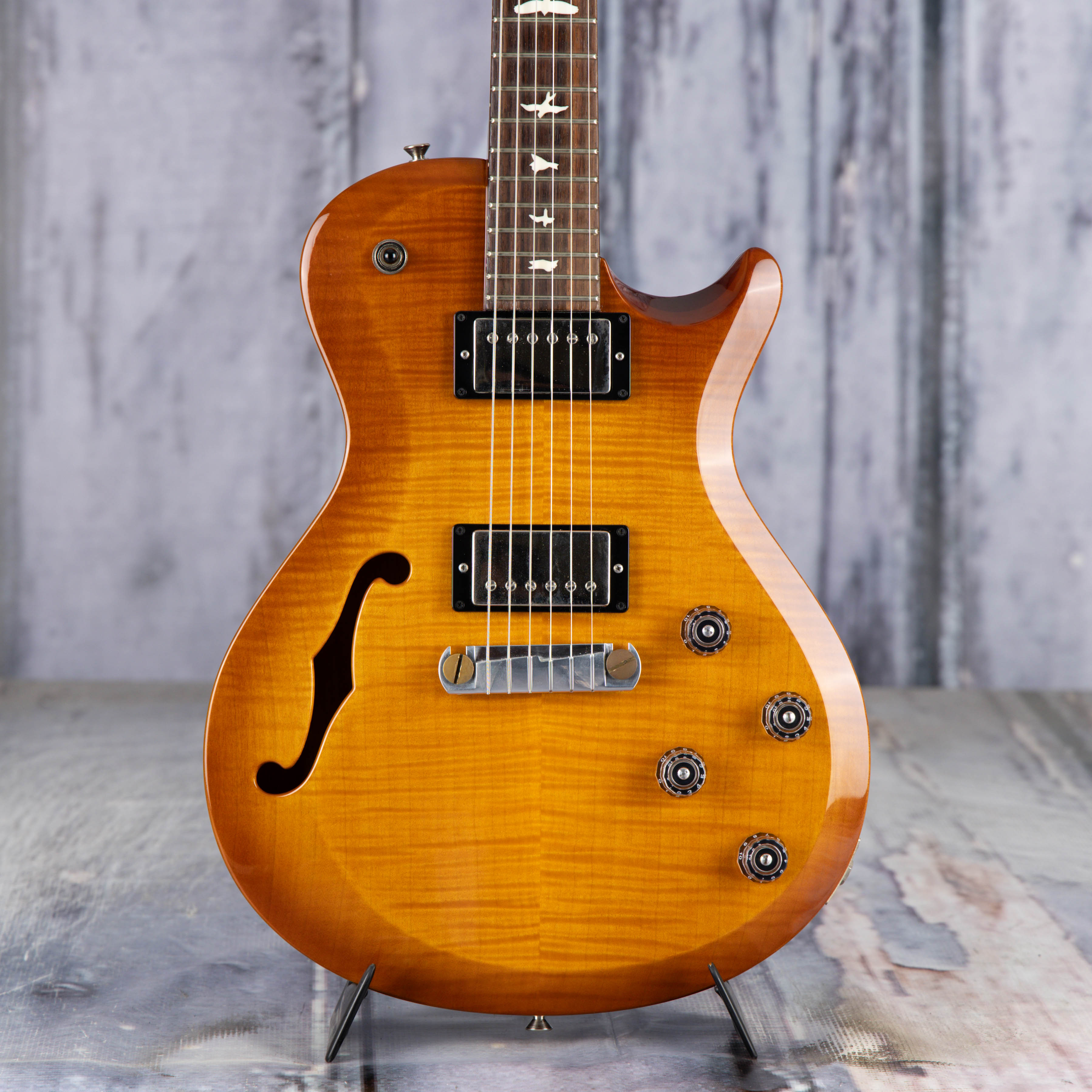 Used Paul Reed Smith S2 Singlecut Semi-Hollowbody Guitar, 2015, Vintage Sunburst, front closeup