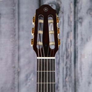 Yamaha SLG200NW Silent Classical Guitar, Natural, front headstock