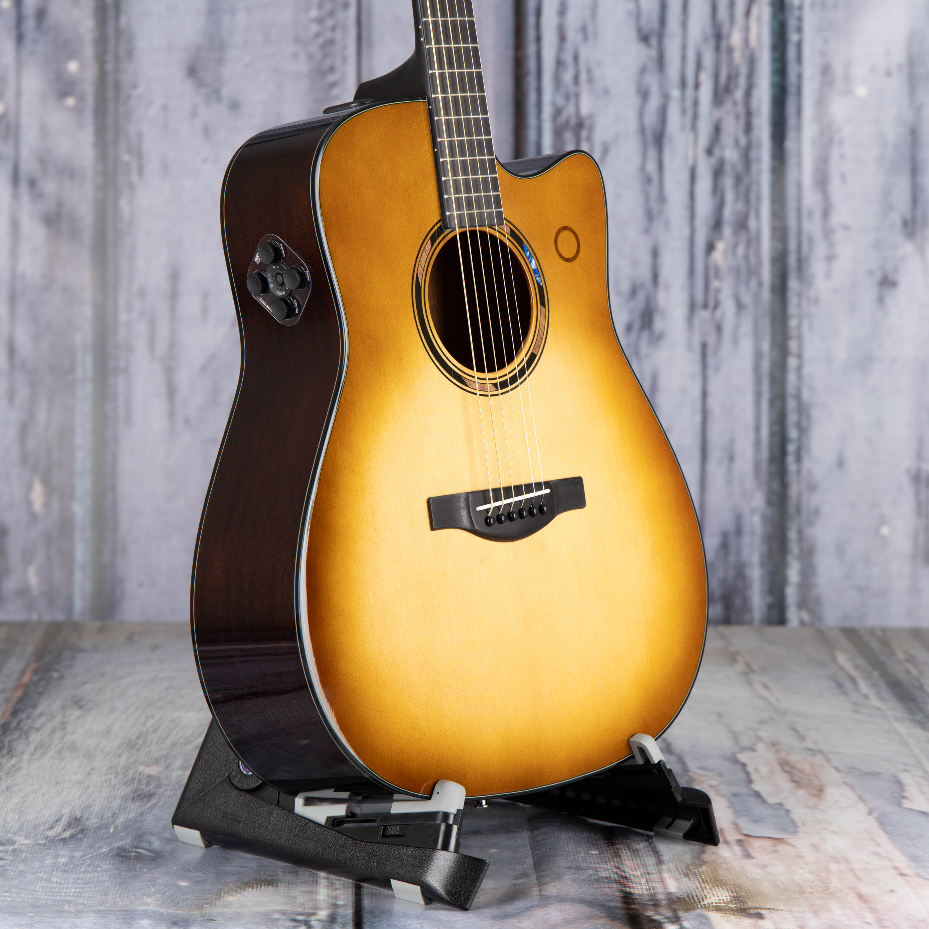 Yamaha TAG3 C TransAcoustic Acoustic/Electric Guitar, Sand Burst, angle