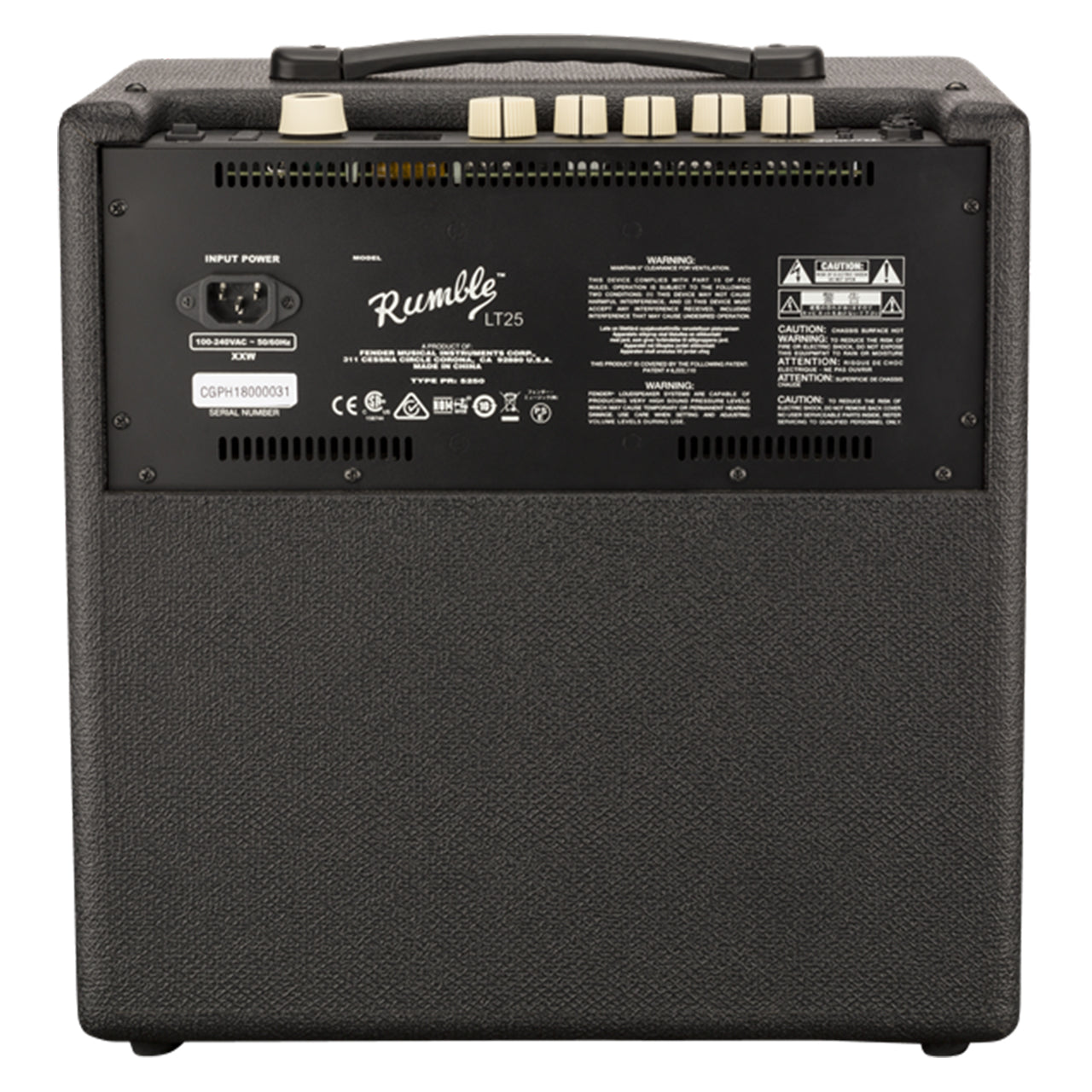 Fender Rumble LT25 Amplifier, Black, back