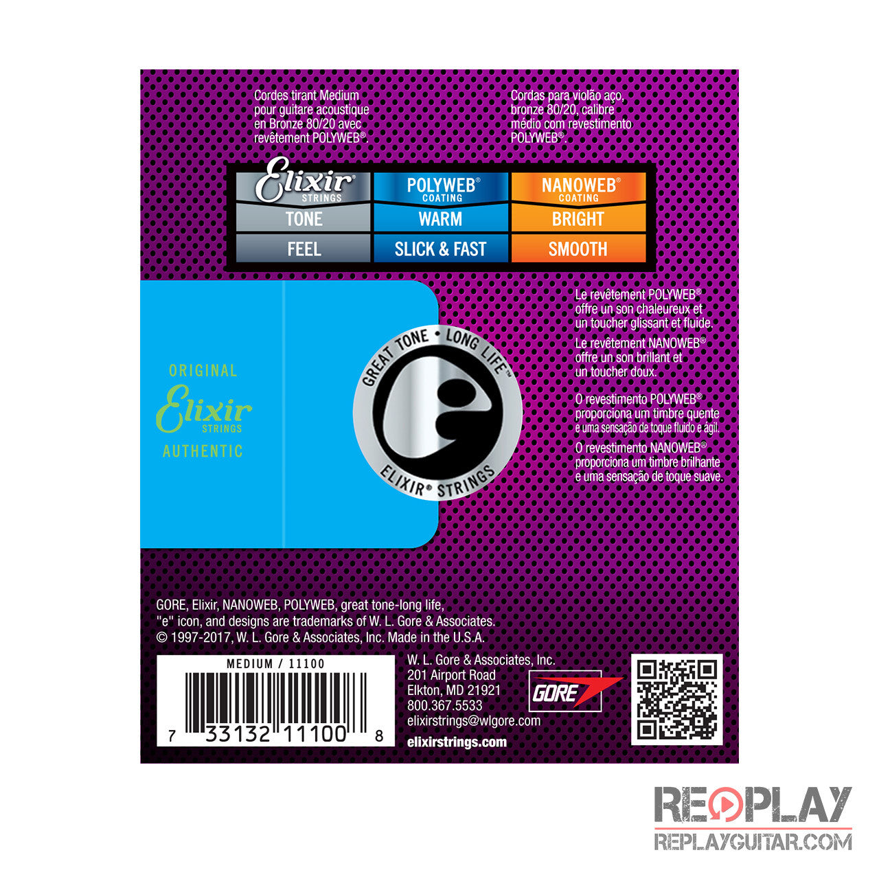 Elixir Medium Acoustic 80/20 Bronze with POLYWEB® Coating