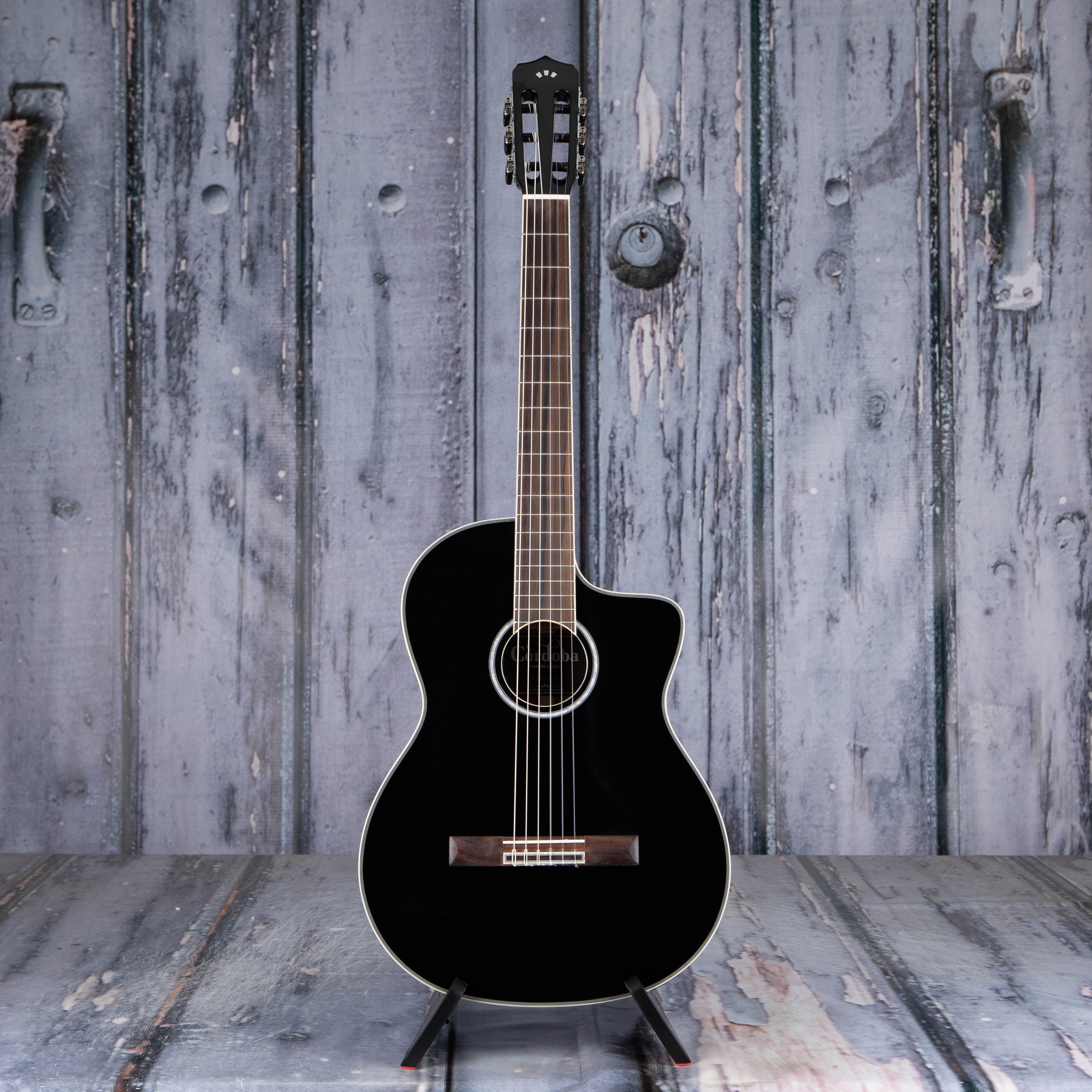 Cordoba Fusion 5 Jet Classical Acoustic/Electric Guitar, Black, front