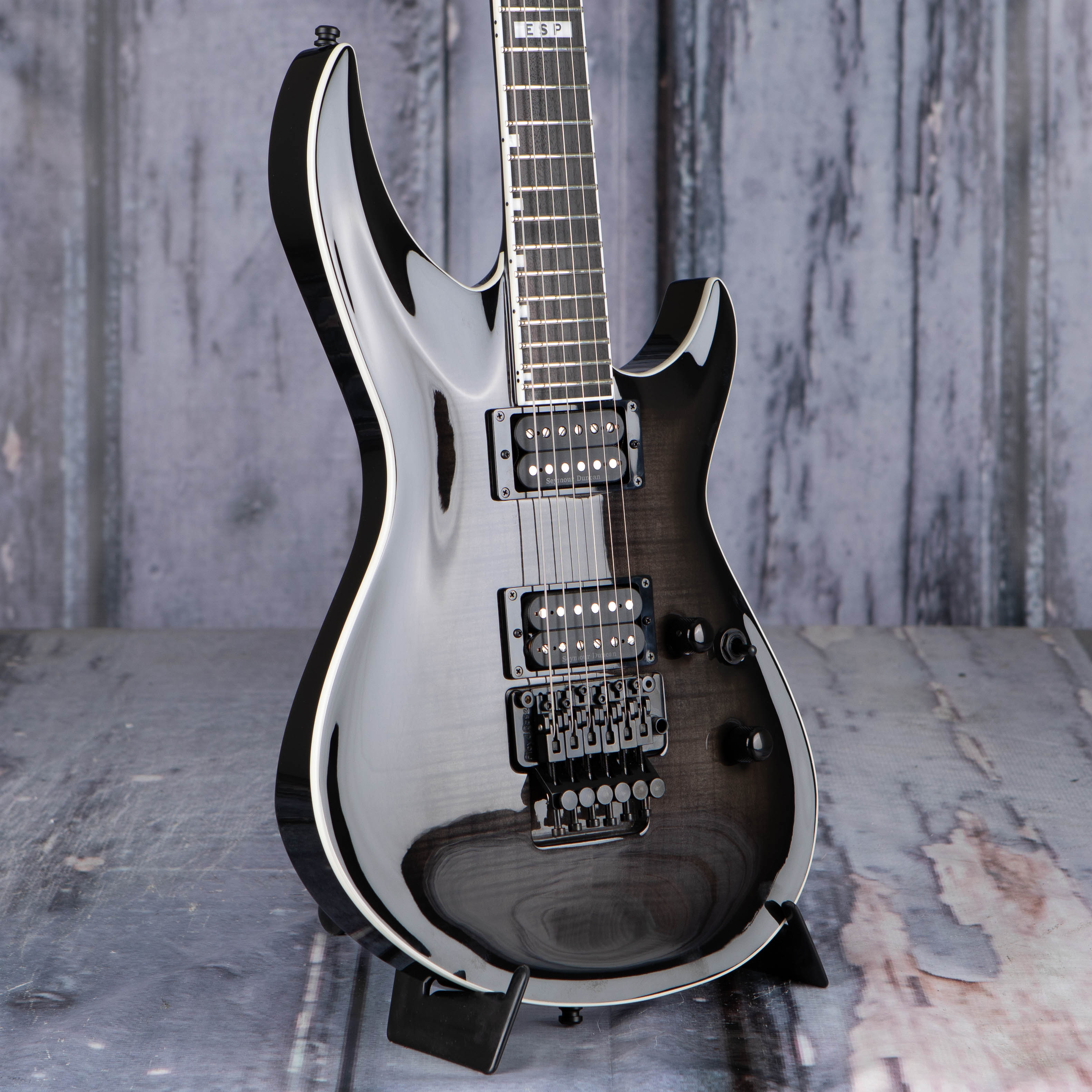 ESP E-II Horizon-III FR Electric Guitar, See Thru Black Sunburst, angle